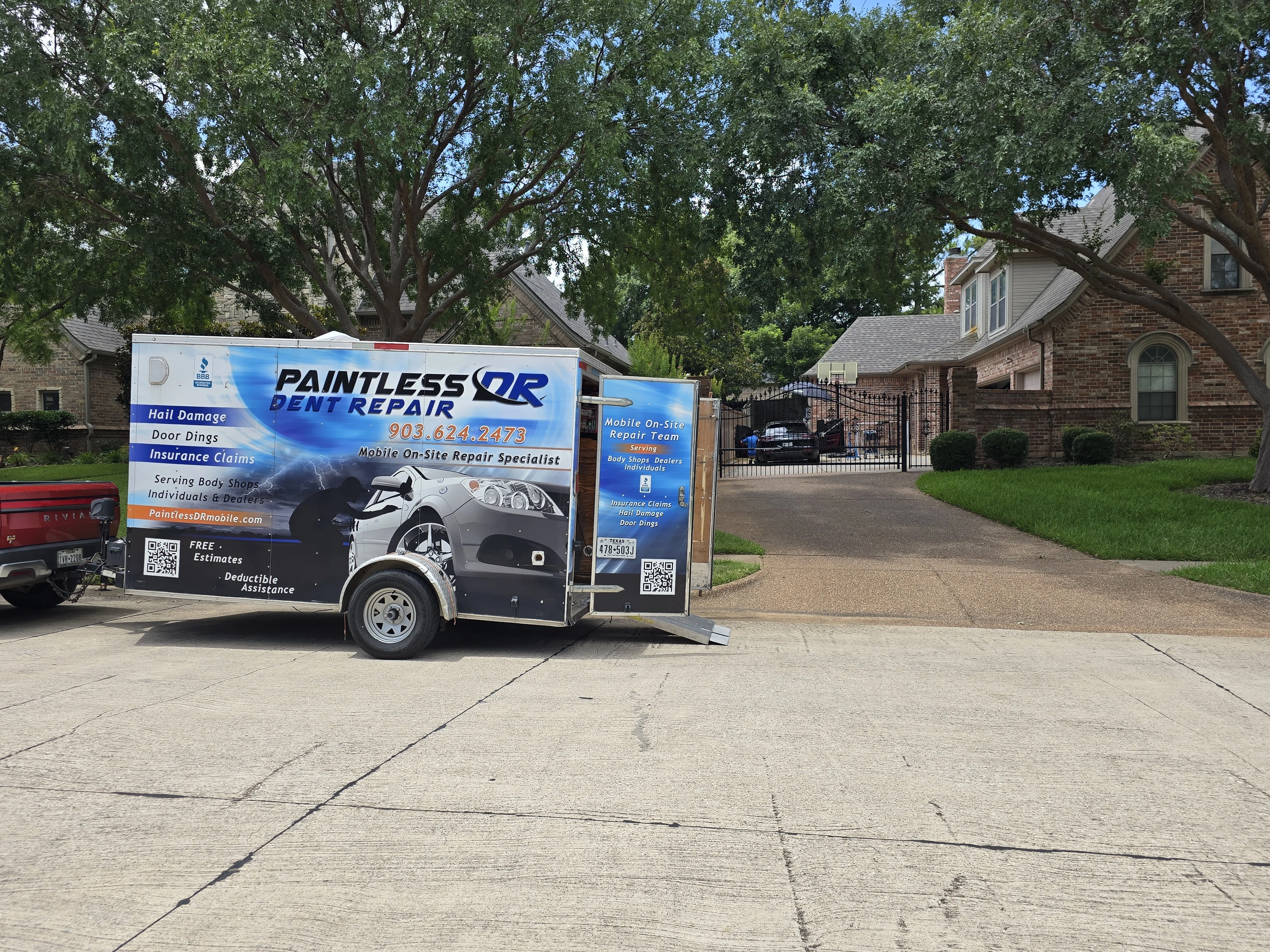 Mobile PDR Service in Arlington TX with Paintless DR Trailer