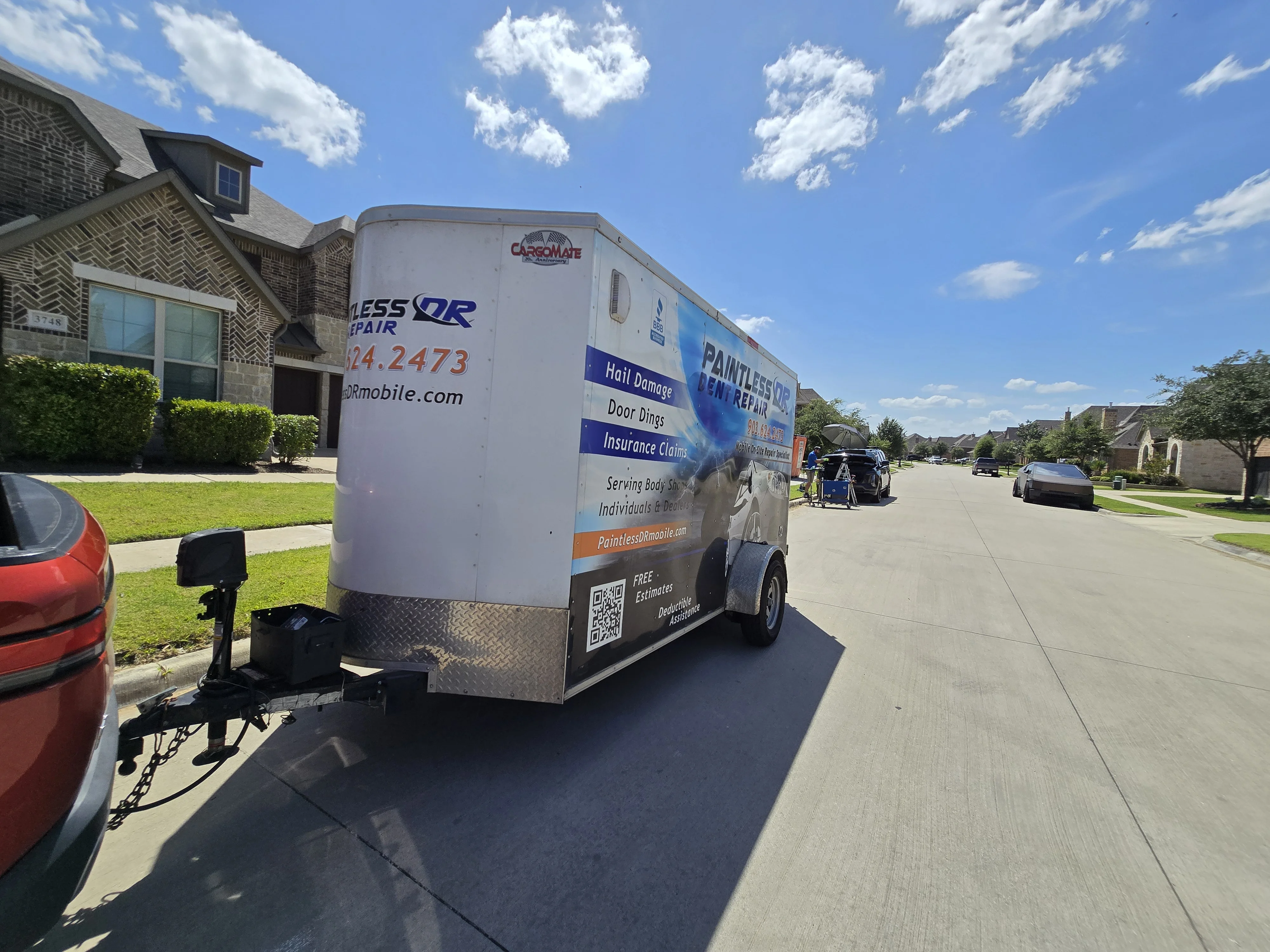 Mobile PDR Service in Fort Worth TX with Paintless DR Trailer