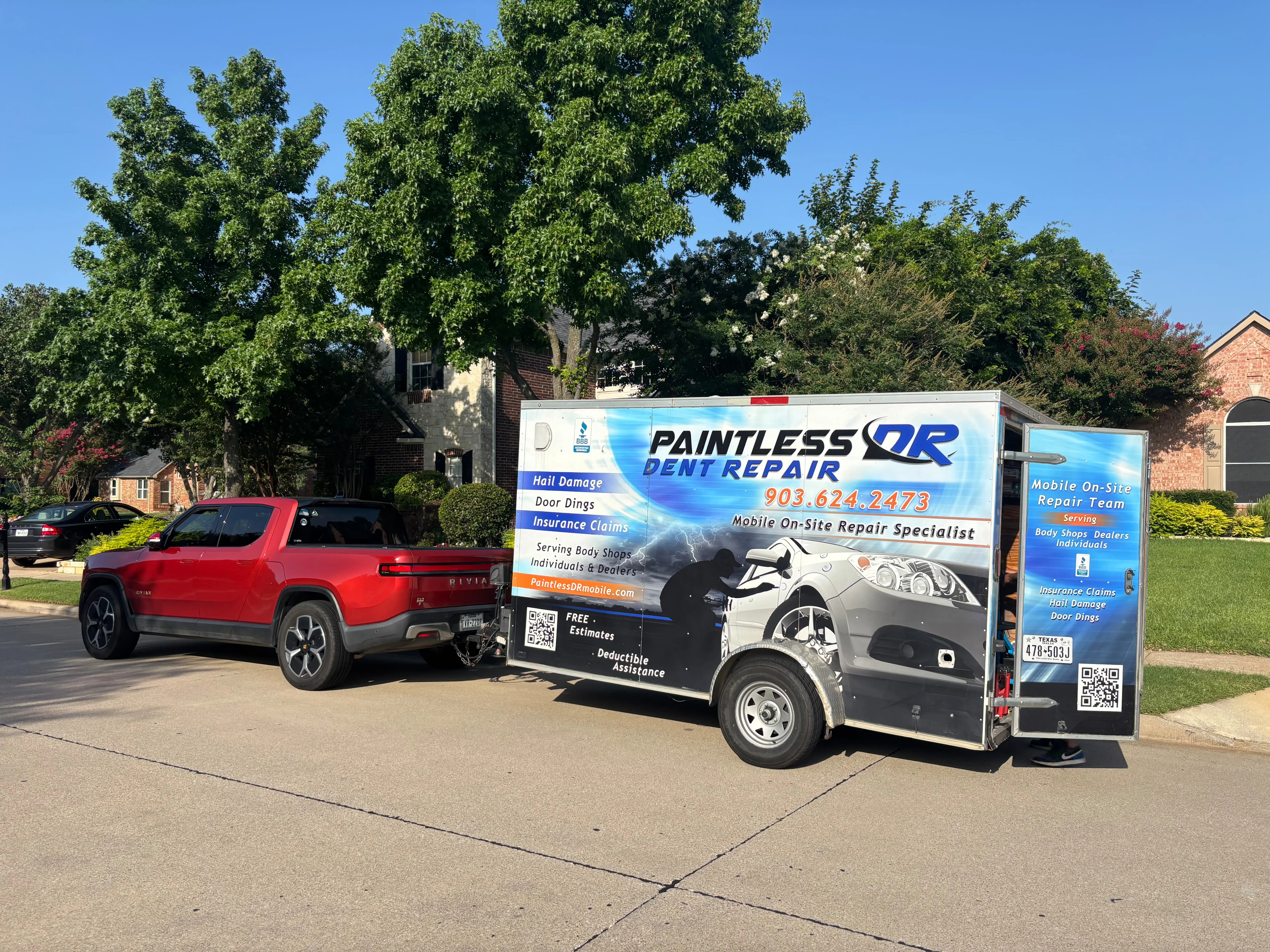 Mobile PDR Service in Mansfield TX with Paintless DR Trailer