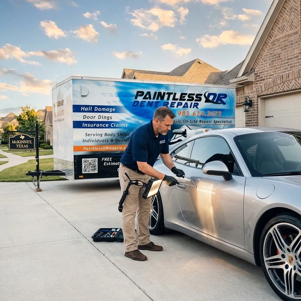 Mobile PDR Service in McKinney TX with Paintless DR Trailer